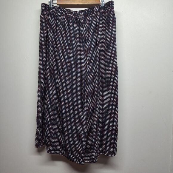 Lane Bryant Cropped Pants Women Size 14/16 Blue Dots Wide Leg Elastic Waist Boho - Picture 4 of 7